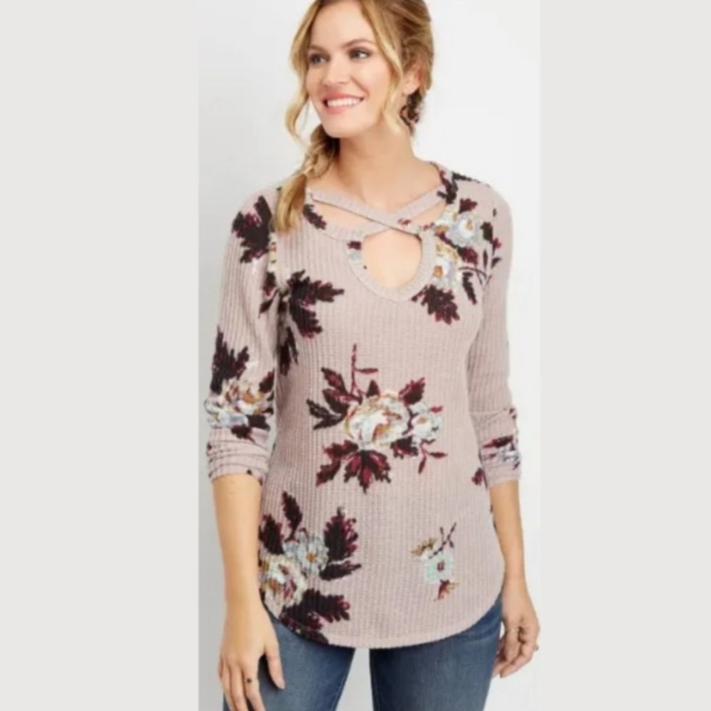 MAURICES PLUS STRAPPY NECK WAFFLE SHIRT